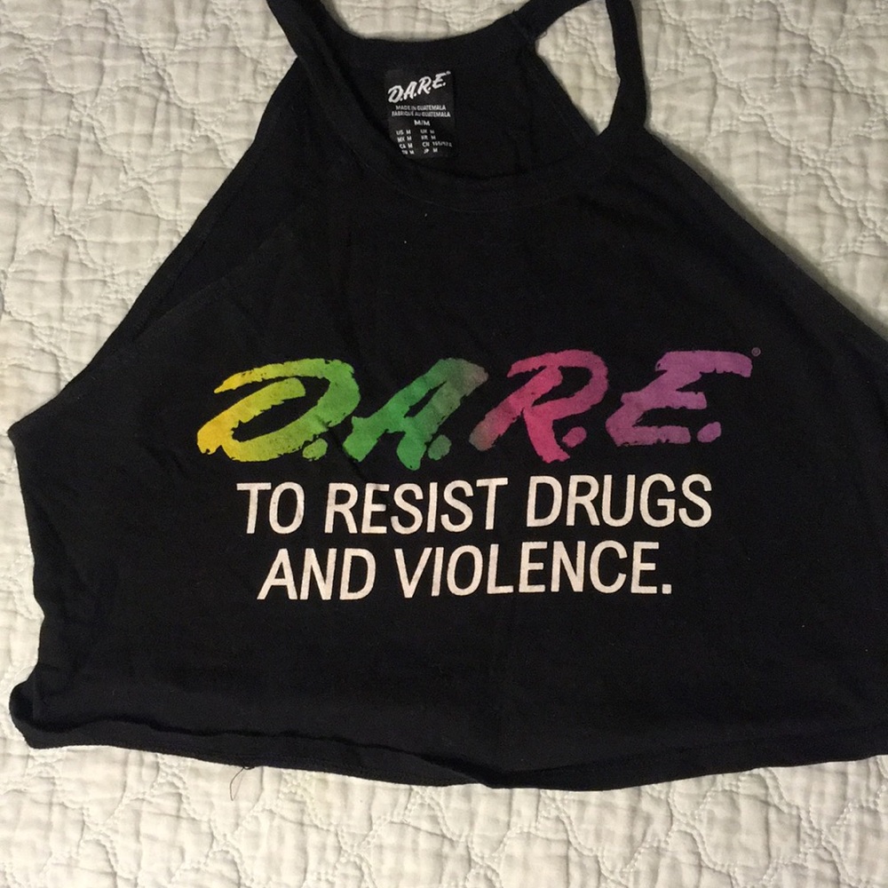 DARE black & neon writing halter tank top